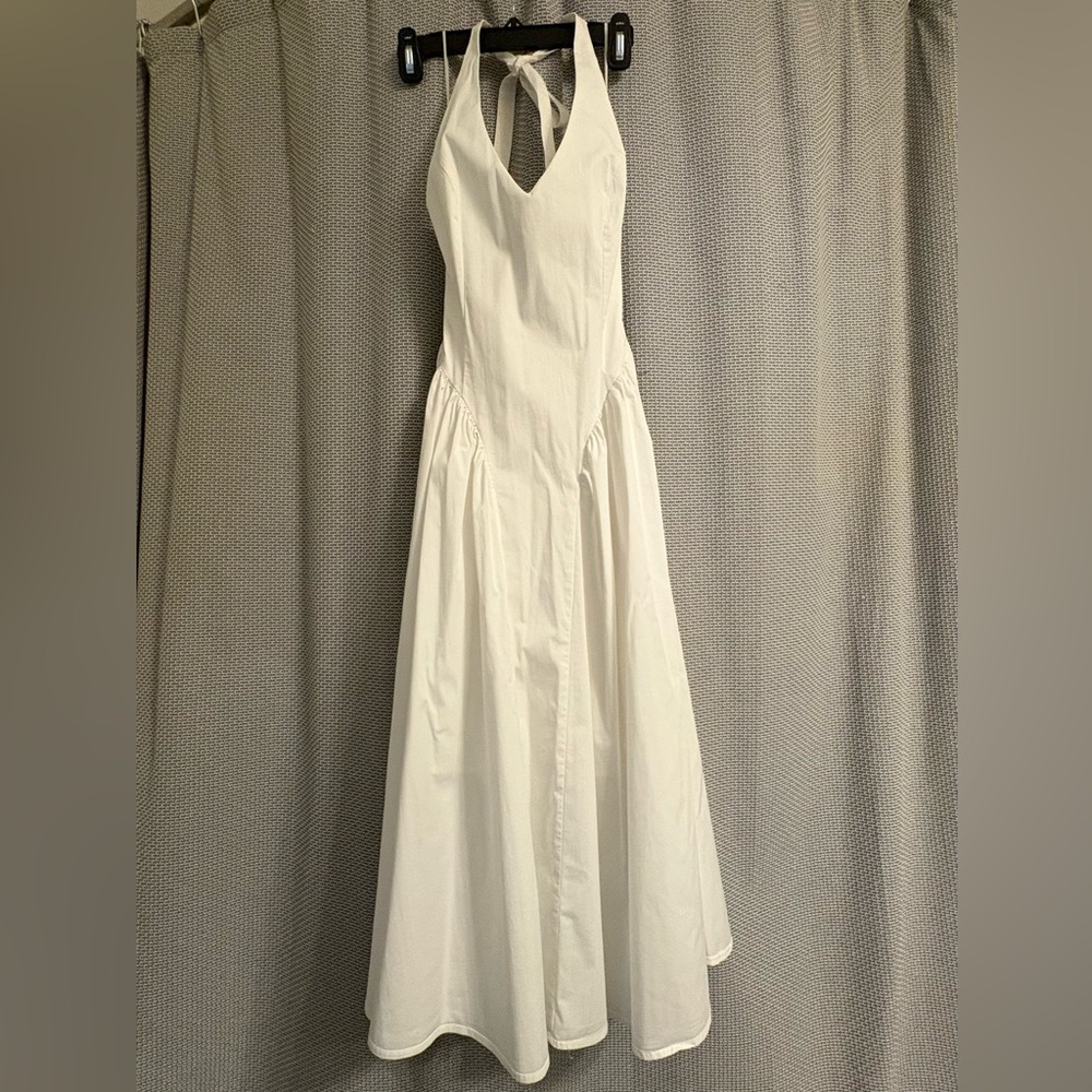 Fashion Nova White Pleated Halter Sundress